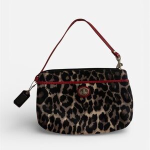 Leopard Print Shoulder Bag with Red Accents